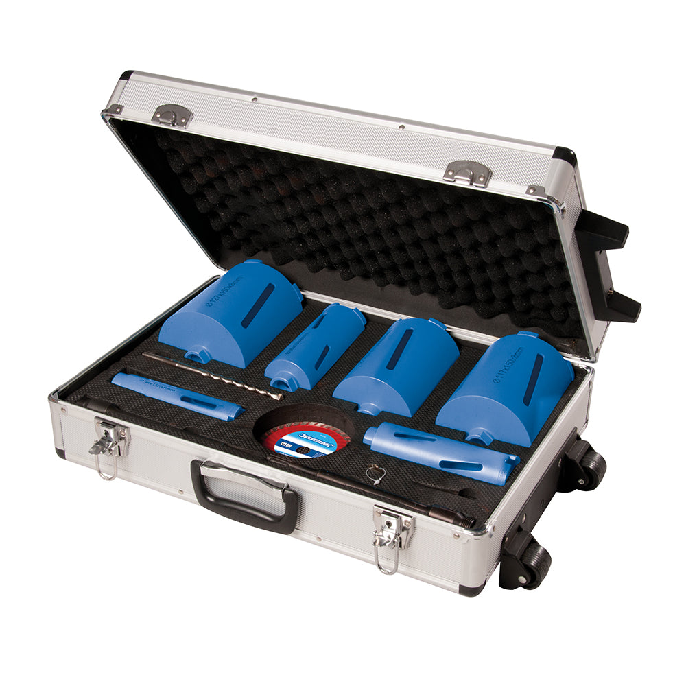 Silverline 427650 Diamond Core Drill Kit 6-Core 12pce 38, 52, 65, 107, 117 & 127mm Dia