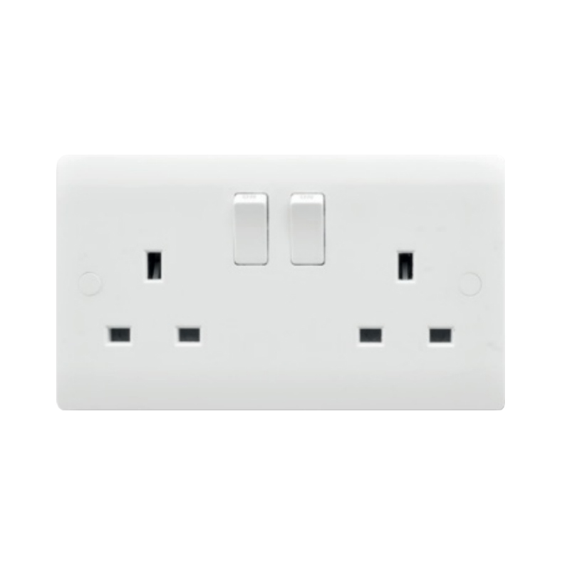 Hamilton Verve 2 Gang 13A Double Pole Switched Socket White/White