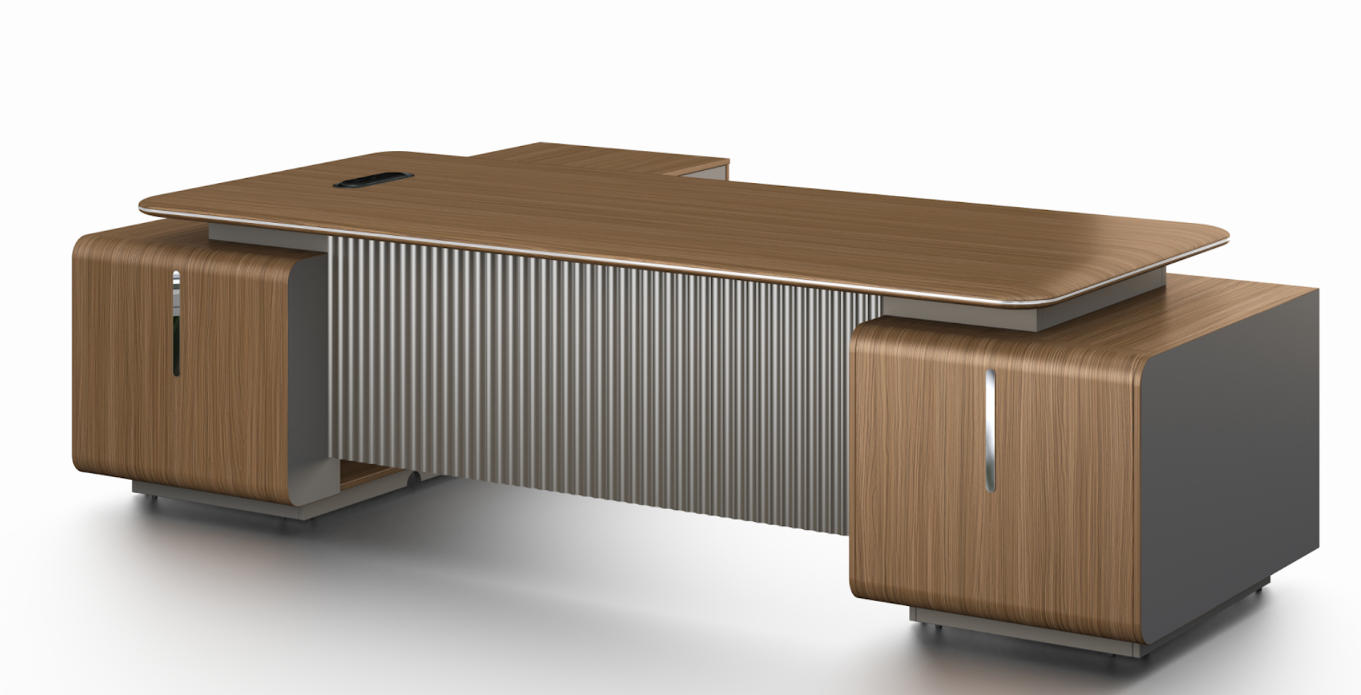 Premium Large Executive Corner Office Desk in American Walnut Melamine - Desktop Power Included - 2800mm - DG27-D0228 North Yourkshire