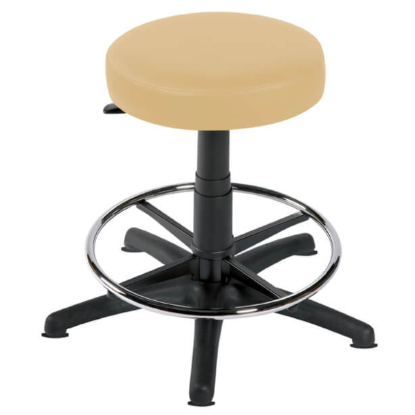 Gas Lift Examination Stool with Glides and Foot Ring - Beige