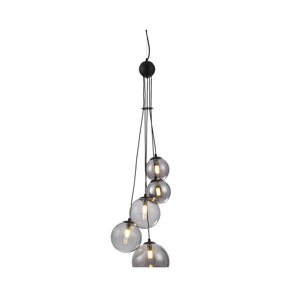 Luxuria Thorne 27cm Pendant 5xG9 Satin Black Smoke Plated Glass