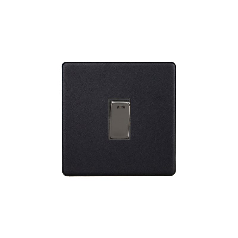 Varilight Urban 1G 20A DP Rocker Switches with Neon Matt Black Screw Less Plate