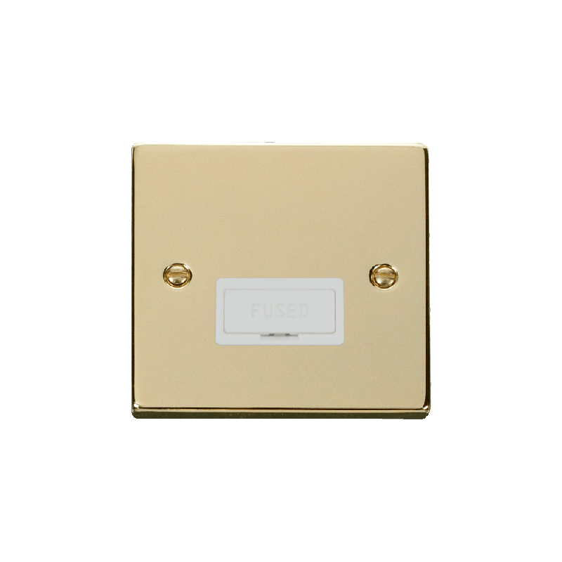 Click Deco 13A Fused Connection Unit Polished Brass Insert White