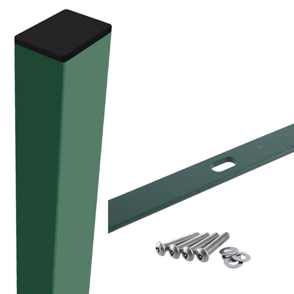 Green Securifor Mid/End Post For 2.4mWith Fixings (60 x 60 - 3.1m Overall Len