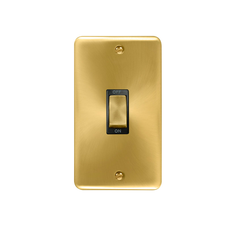 Click Deco Plus Vertical Cooker Switch Satin Brass Black Inserts