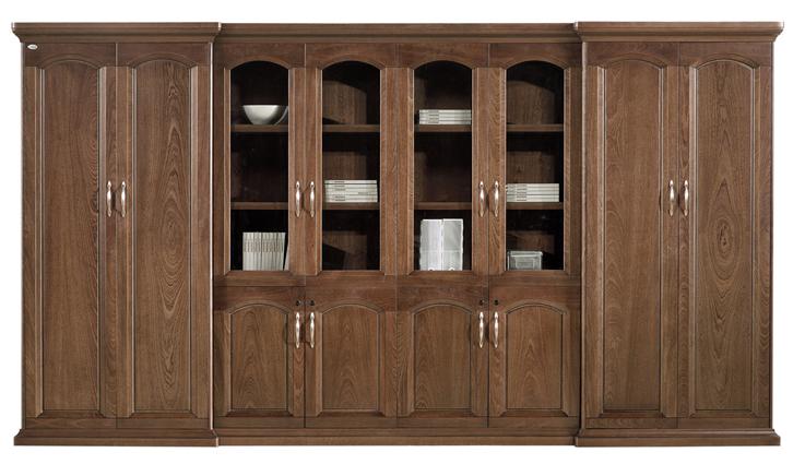 Specialising In Large Executive Real Wood Veneer Office Storage Bookcase with Glass - 3800mm - KM1L08 UK