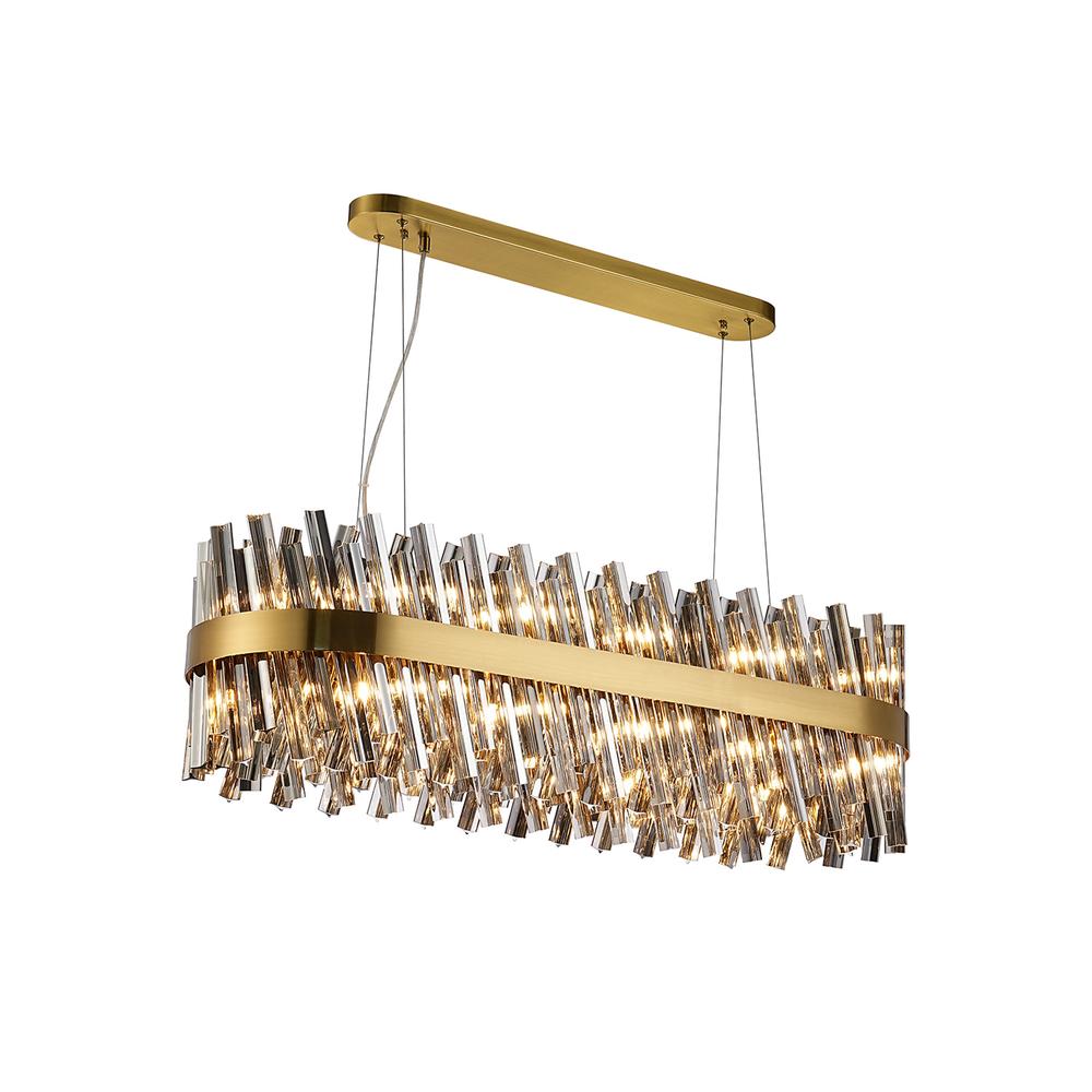 Luxuria Sylph 1m 24 Light G9 Pendant Oblong Brass / Smoke