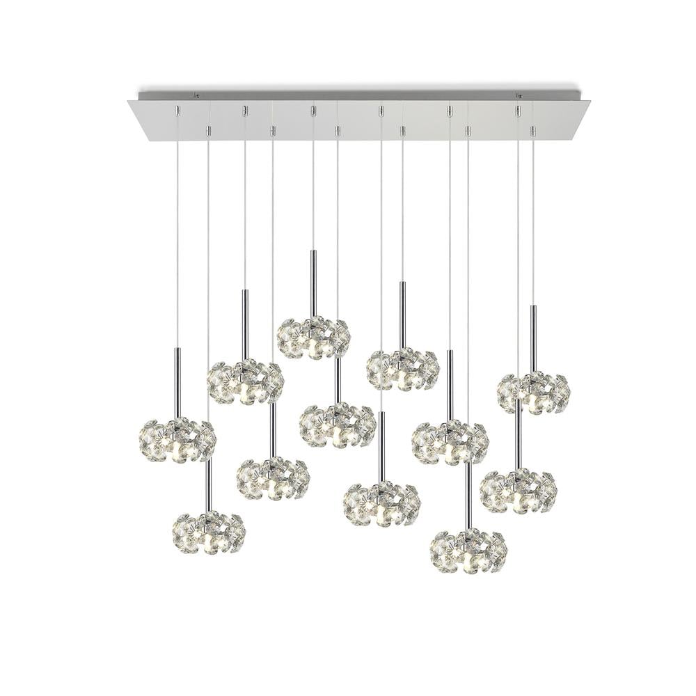 Luxuria Paramount 12 Light G9 2m Linear Pendant With Polished Chrome And Crystal Shade