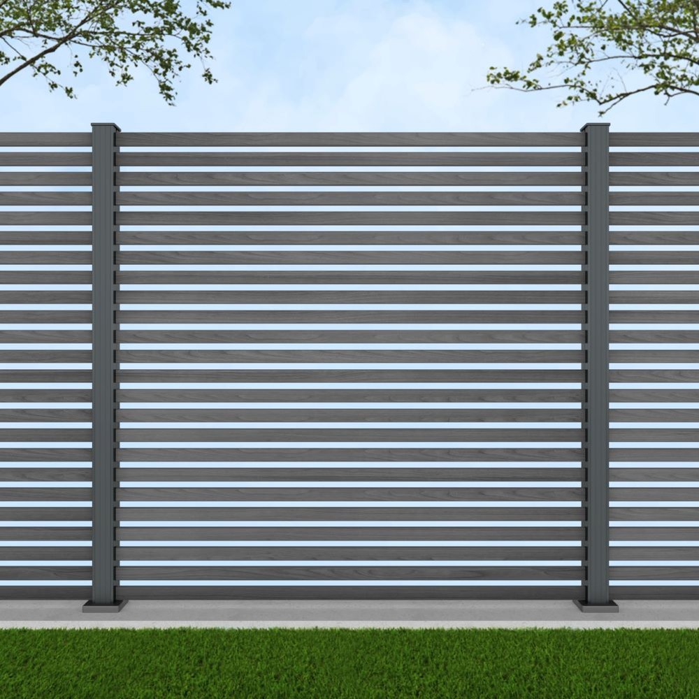 1.8m Parallel 50 Grey Wood Effect - Basalt Grey Bolt Down Posts -Metre Price