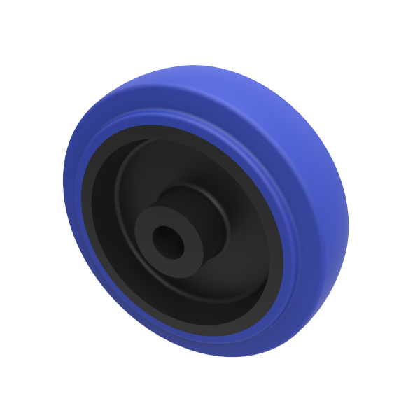 Blue Elastic Rubber 75ShoreA 125mm Plain Bearing Wheel 200kg Load