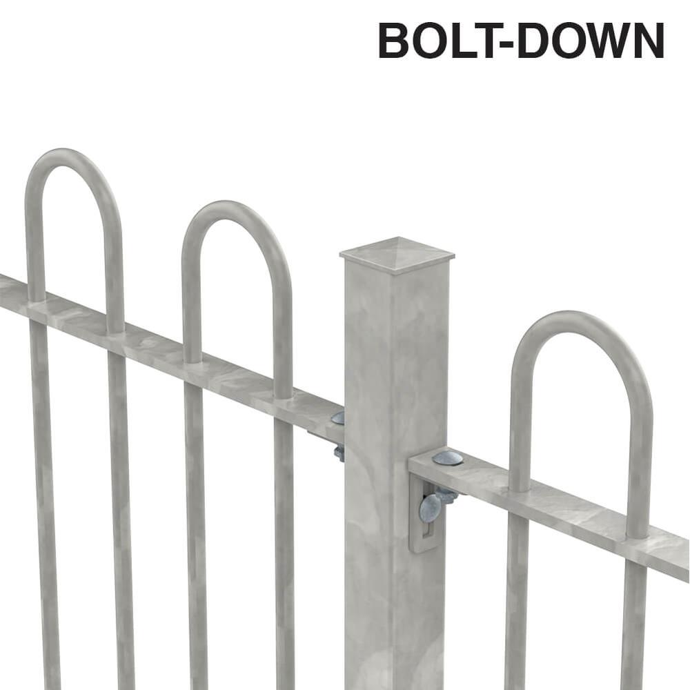 1500mm Bow Top Bolt Down Fence p/m1500mm x 16mm Bars - Galvanised