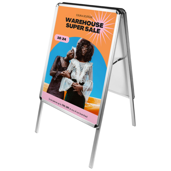 A2 Point of Purchase A Board Pavement Sign - Silver