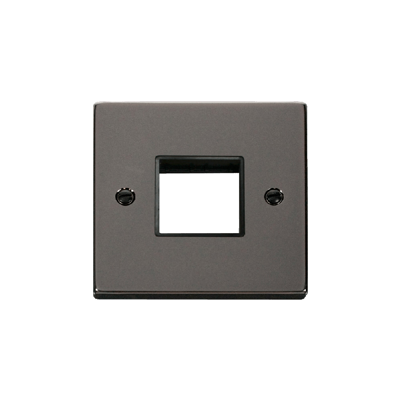 Click Deco 1 Gang MiniGrid Twin Aperture Unfurnished Plate Black Nickel Black Inserts