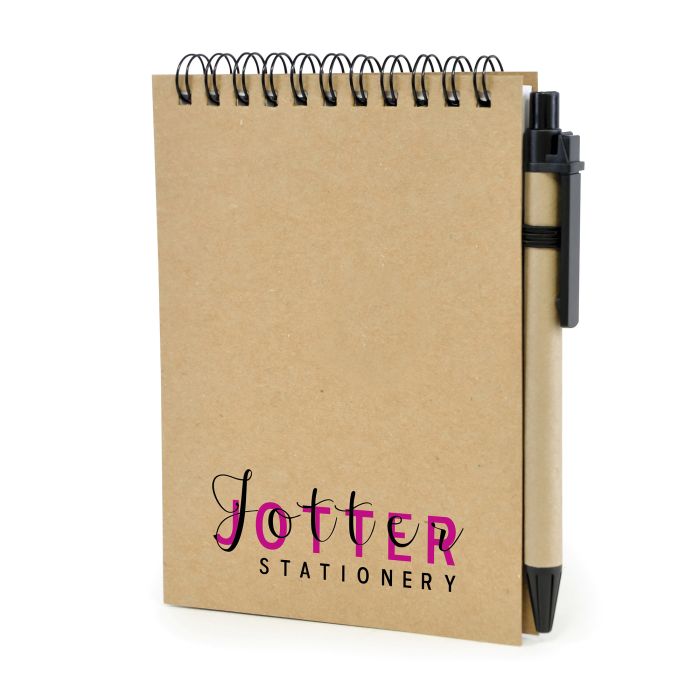 A6 Sized Recycled Notepad With Pen. 70Gsm Paper