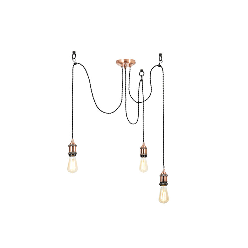 Forum Padua Ceiling Pendant Rope 3xE27 Anthracite/Copper