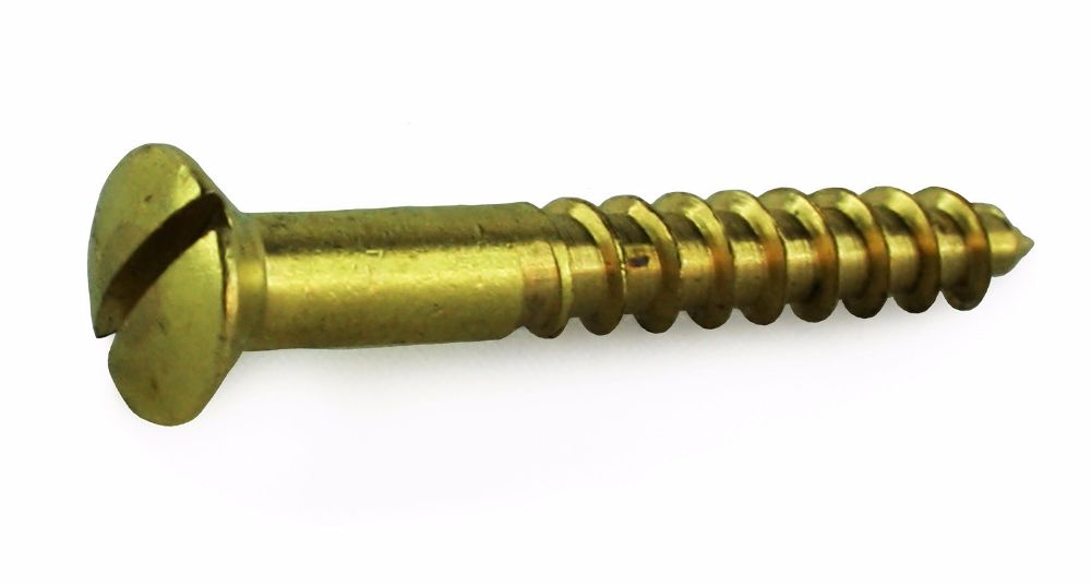 8 X 1 1/2 Brass Slot Raised Csk Wood Screws