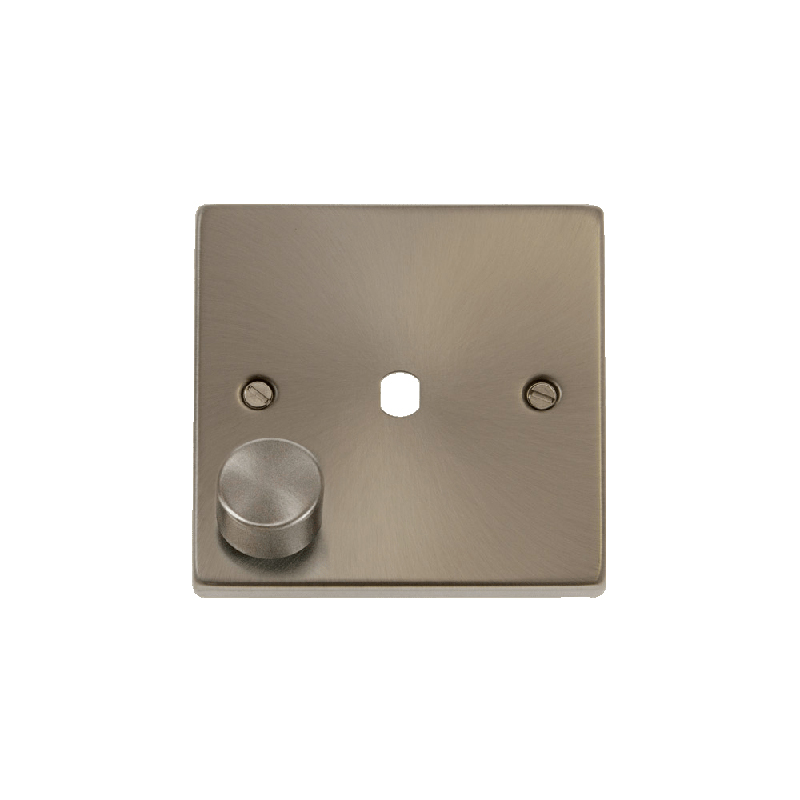 Click Deco 1 Gang Unfurnished Dimmer Plate and Knob (650W Max) Satin Chrome