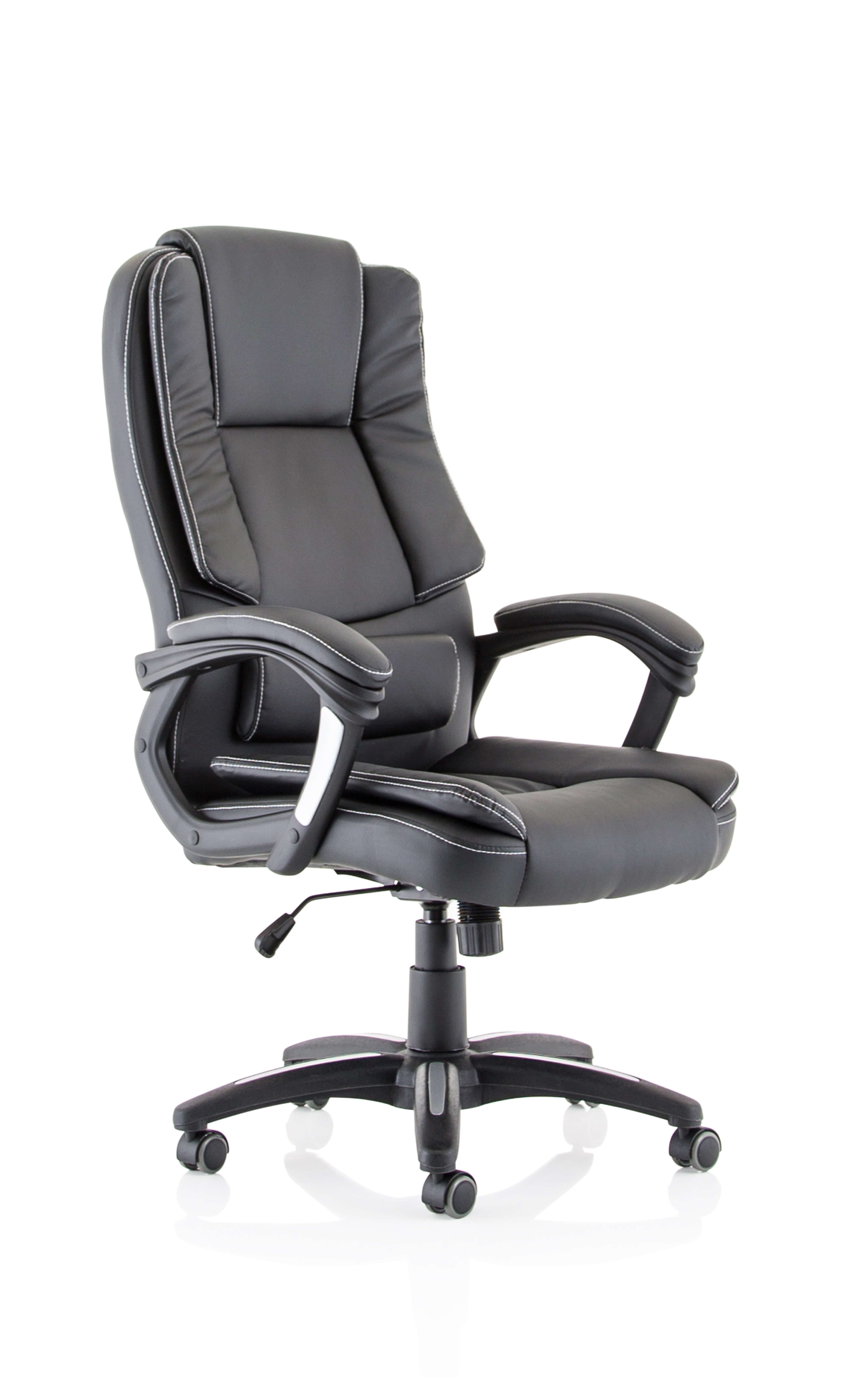 Specialising In Dakota High Back Black Bonded Leather Office Chair with Fixed Padded Arms UK