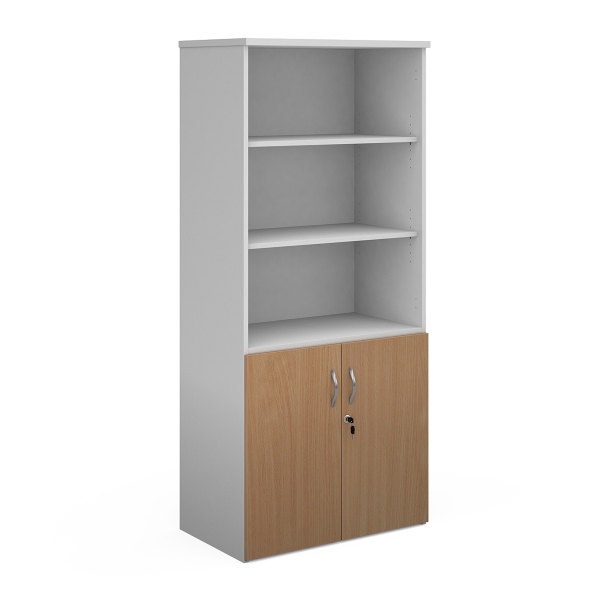 Duo Combination Unit with Open Top 4 Shelves - Beech and White