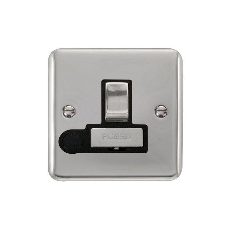 Click Deco Plus Switched Fused Spur Polished Chrome Black Inserts Flex Outlet