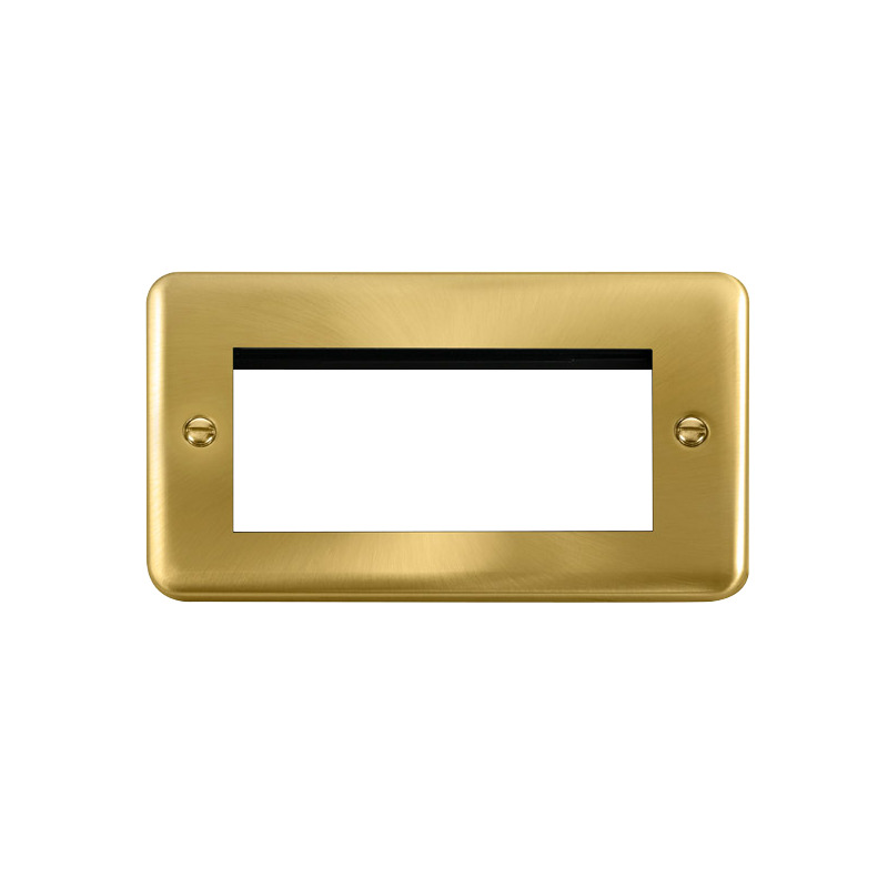 Click Deco Plus New Media 4 Aperture Face Plate Satin Brass