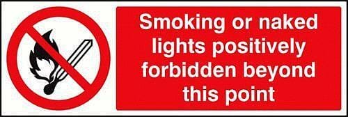 Smoking or naked lights forbidden beyond this point
