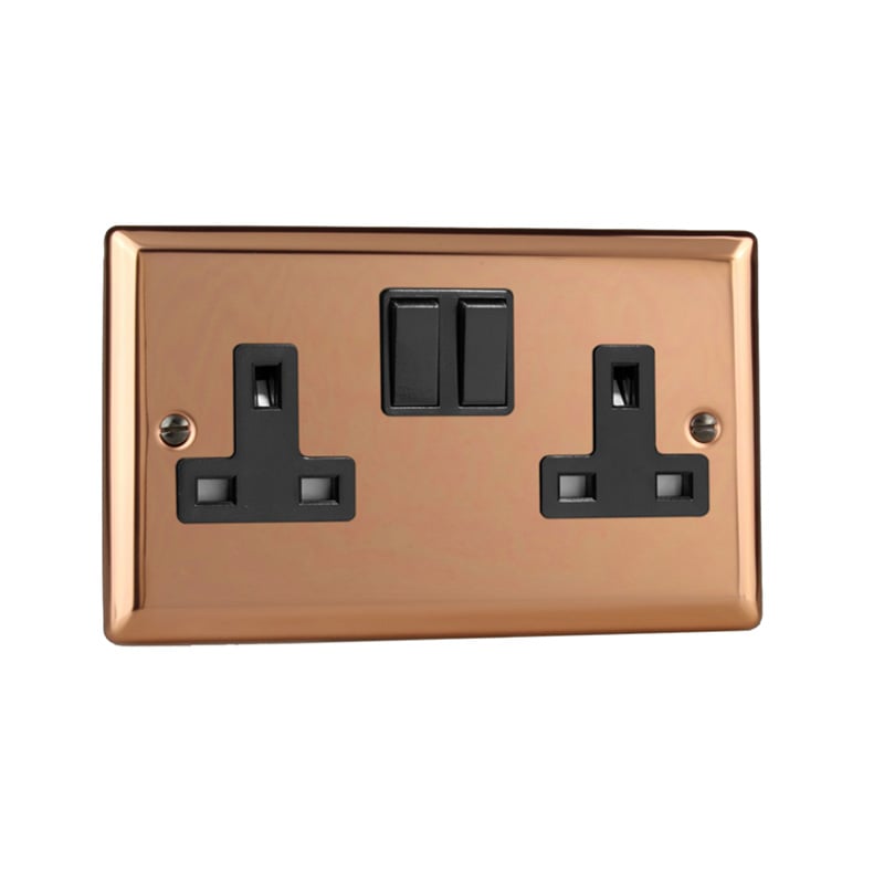 Varilight Urban 2G 13A DP Switched Socket Polished Copper (Standard Plate)