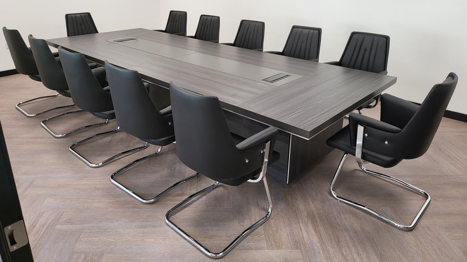 Specialising In Modern Large Grey Oak Meeting Table with Built in Storage - Sizes from 2800mm to 6000mm - LX-BJS-MET North Yourkshire