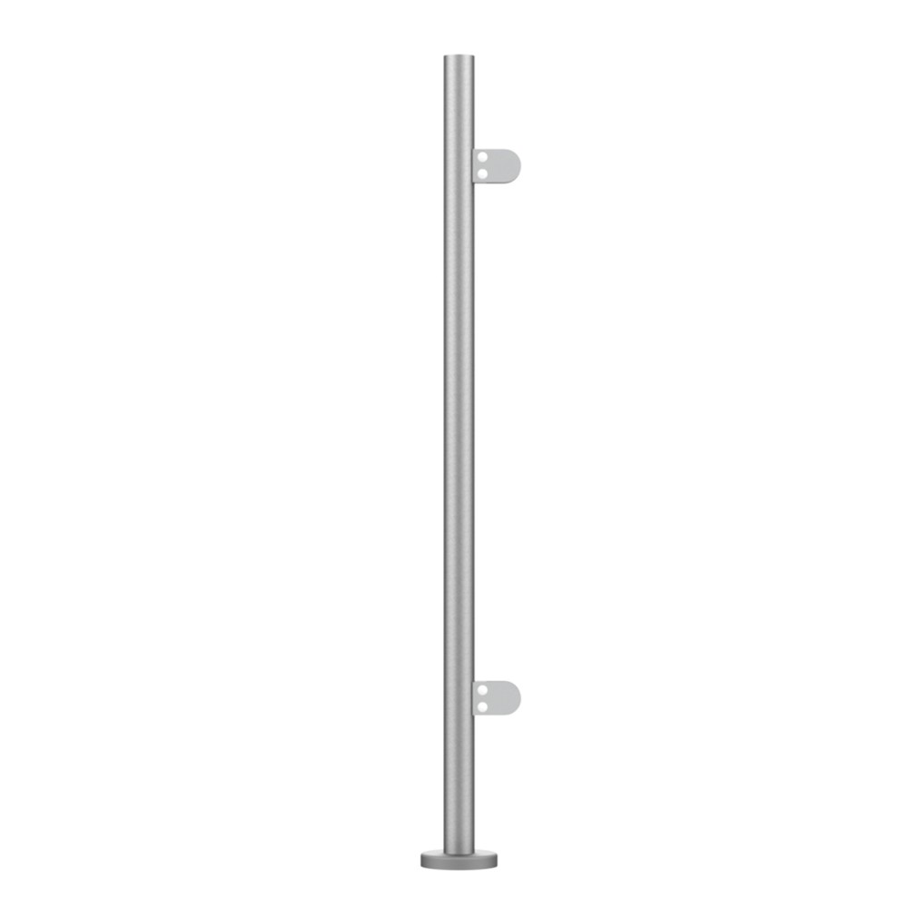 42.4mm End Rail with Welded Base & Cover 2 x Clamps, Without Top, 1100mm High