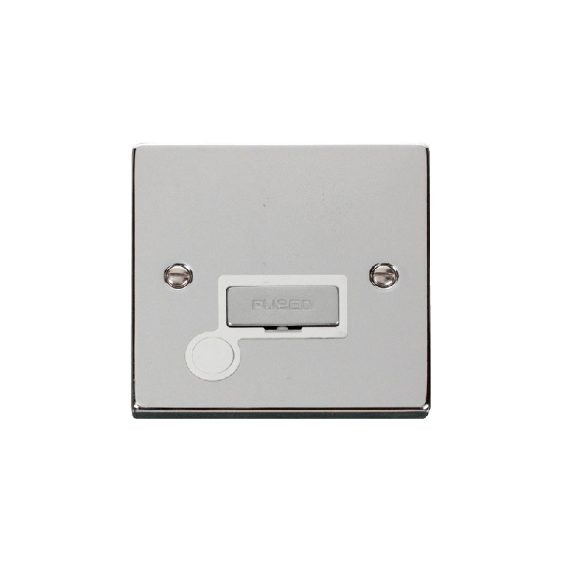 Click Deco 13A Fused 'Ingot' Connection Unit With Flex Outlet Polished Chrome Insert White