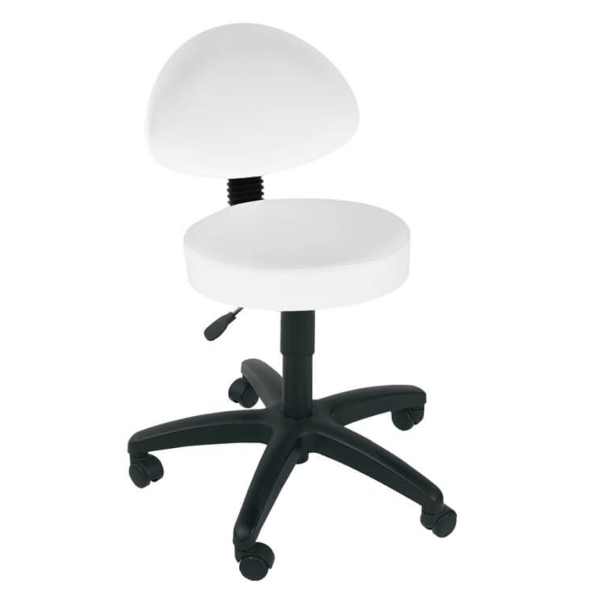 Gas Lift Examination Stool with Back Rest - White