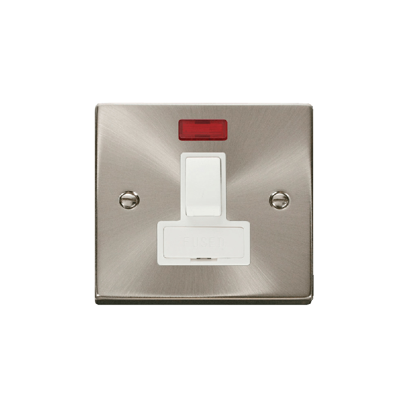 Click Deco 13A DP Switched Fused Connection Unit With Neon Satin Chrome Insert White