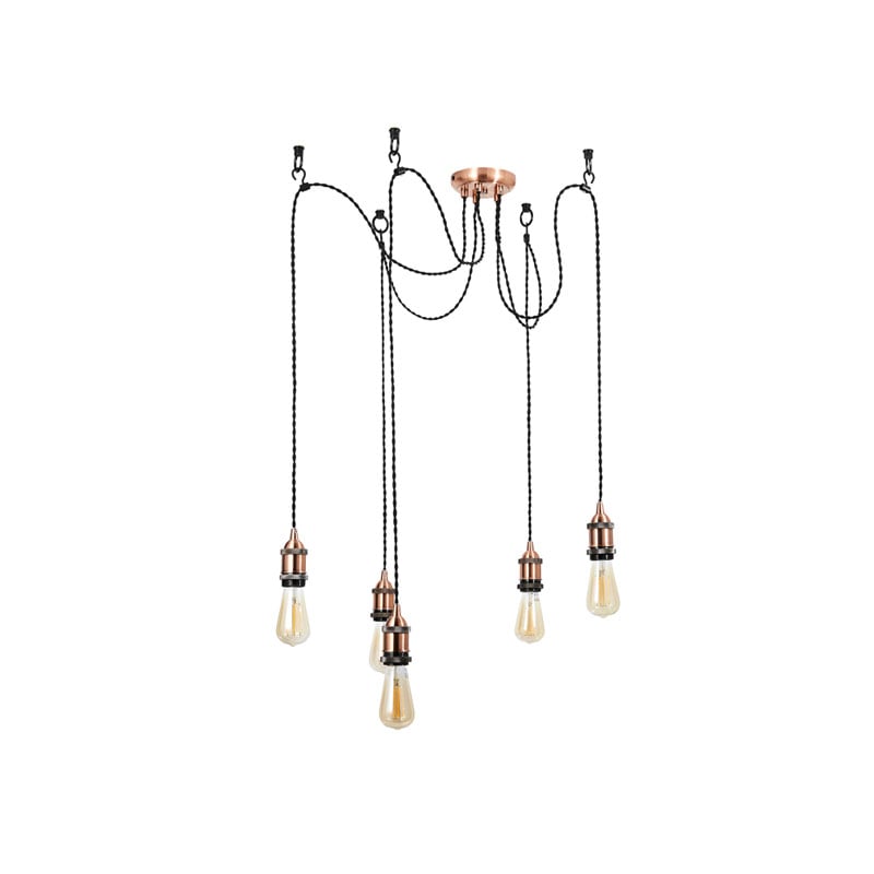 Forum Padua Ceiling Pendant Rope 5xE27 Anthracite/Copper