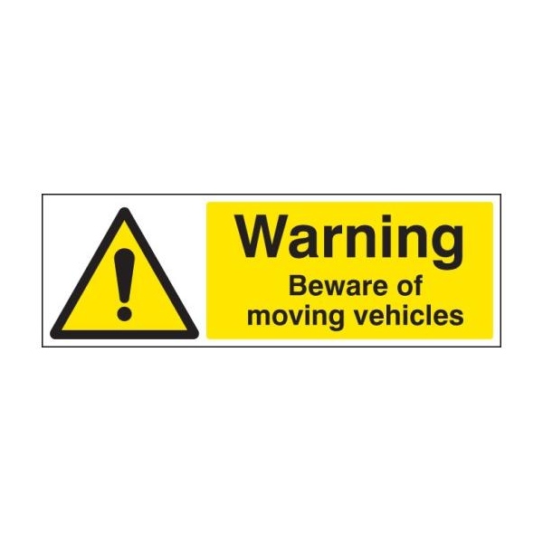 Warning Beware of Moving Vehicles - Rigid Plastic - 600 x 200mm