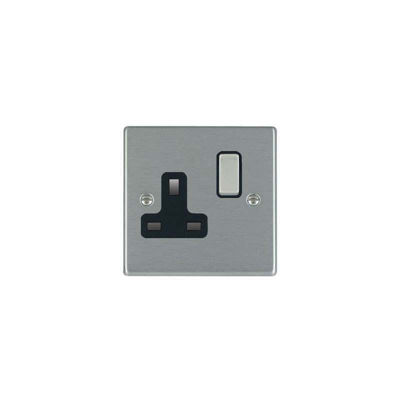 Hamilton Hartland Socket 1 Gang DP 13A Stainless Black