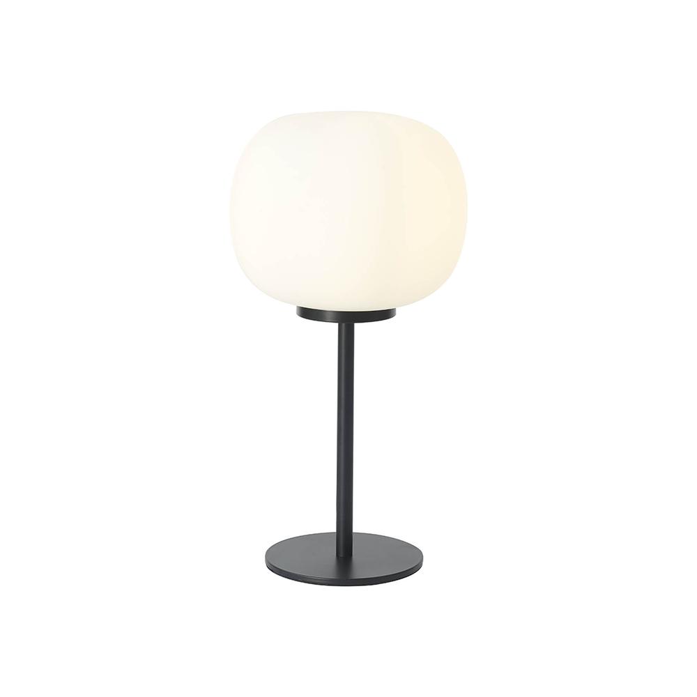 Luxuria Lumina Small Oval Ball Tall Table Lamp E27 Matt Black Base With Frosted White Glass Globe