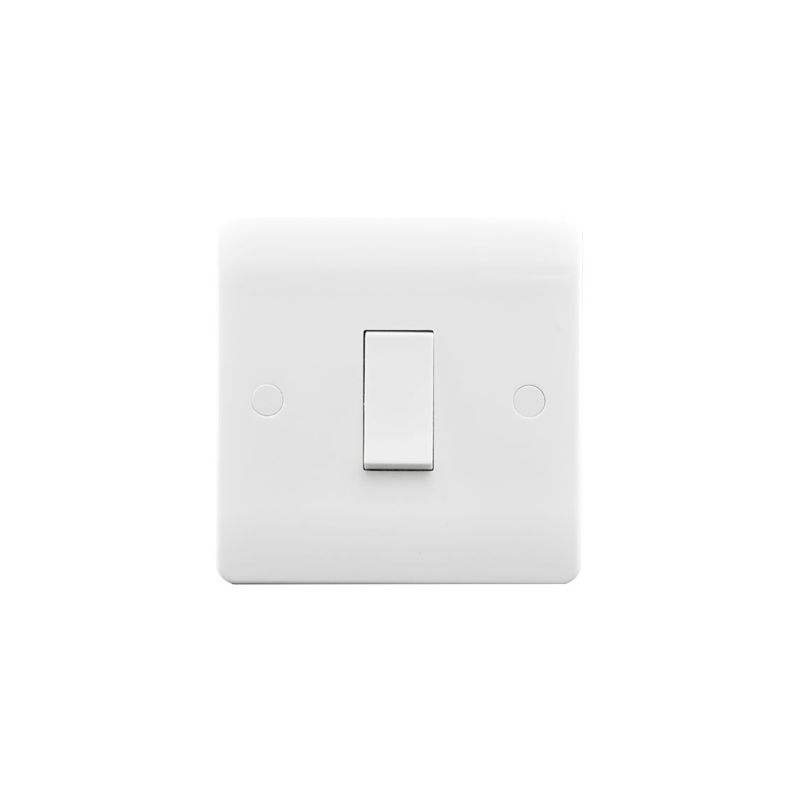 Hamilton Verve 1G 10A 1 Way SP Micro Grid Rocker Switch White/White