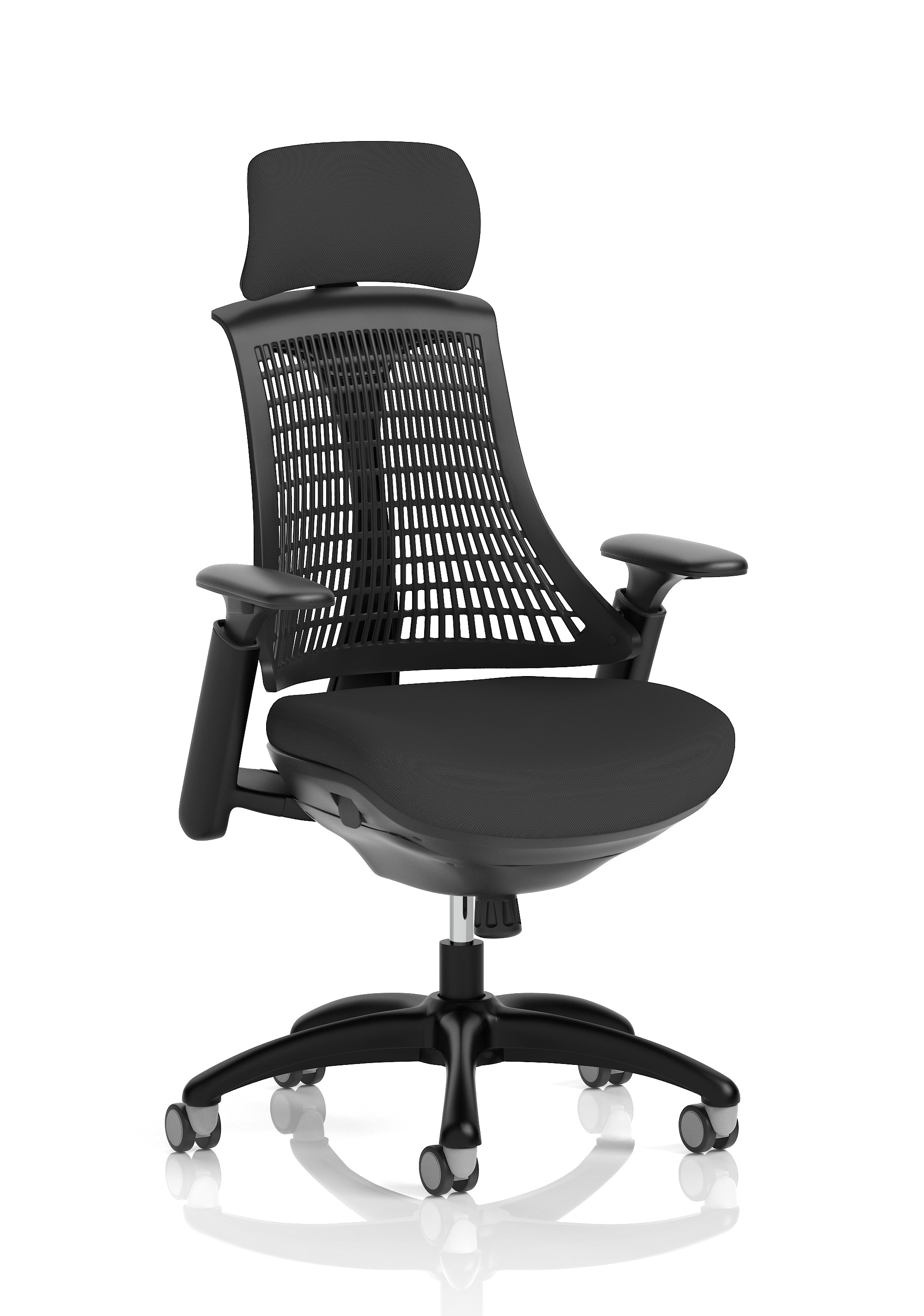 Flex Medium Back Black Frame Task Operator Office Chair with Arms - Multiple Seat Colour Options UK