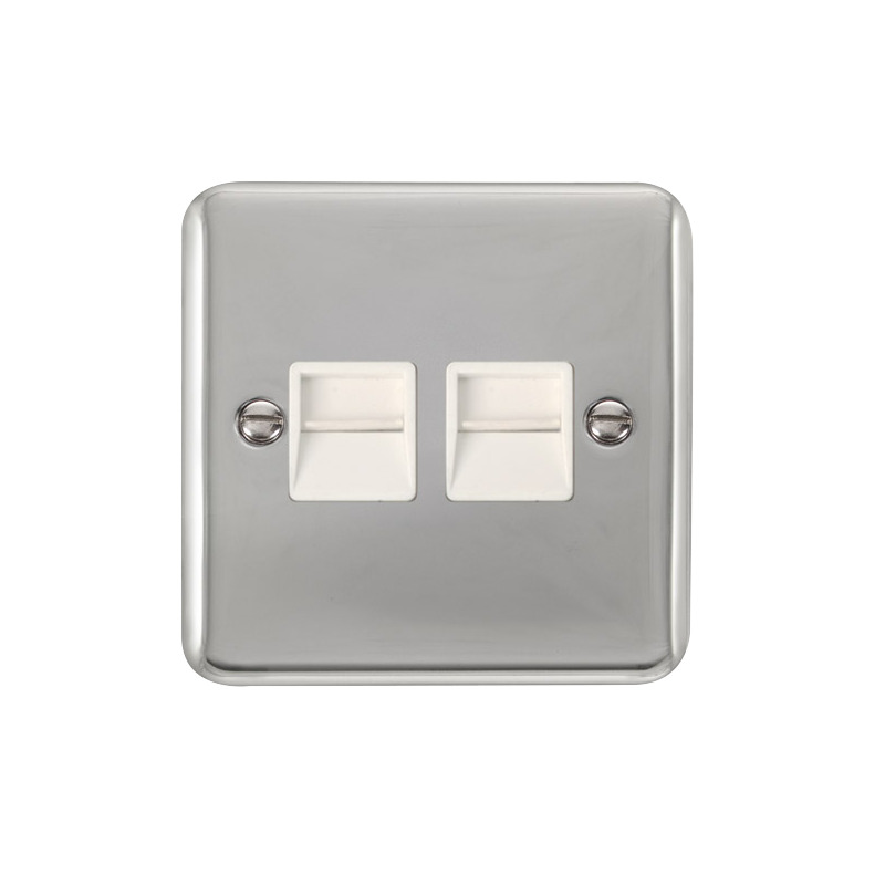 Click Deco Plus Twin Telephone Outlet (Secondary) Polished Chrome White Inserts