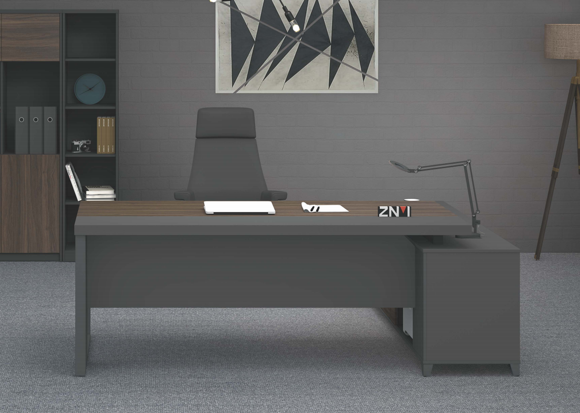 Providers Of Quality Executive Corner Desk Walnut with Grey Powder Coated Steel Leg - ZG1816 Near Me