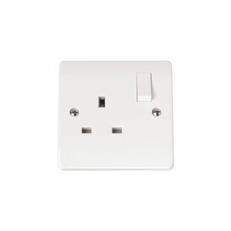 Click DP Switched Socket Twin Earth Terminals 13 Amp 1 Gang White PVC