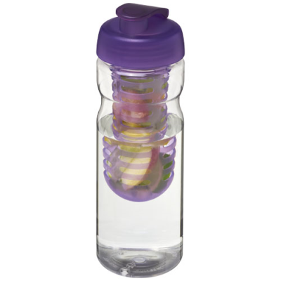 H2O ACTIVE® BASE 650 ML FLIP LID SPORTS BOTTLE & INFUSER in Clear Transparent & Purple.