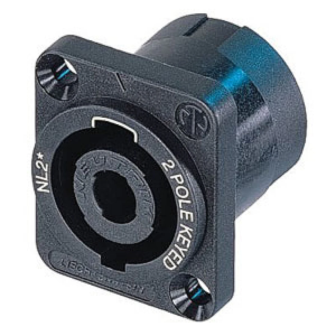 2 pole chassis connector, black D-size flange