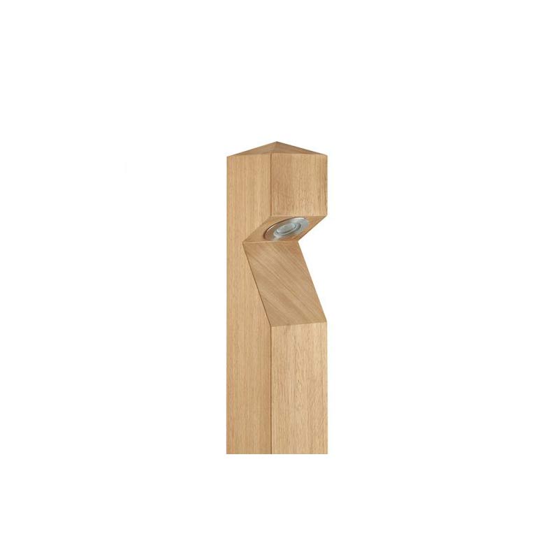 Collingwood Low Voltage Pointed Top LED Bollard Side Entry Iroko Wood 2700K