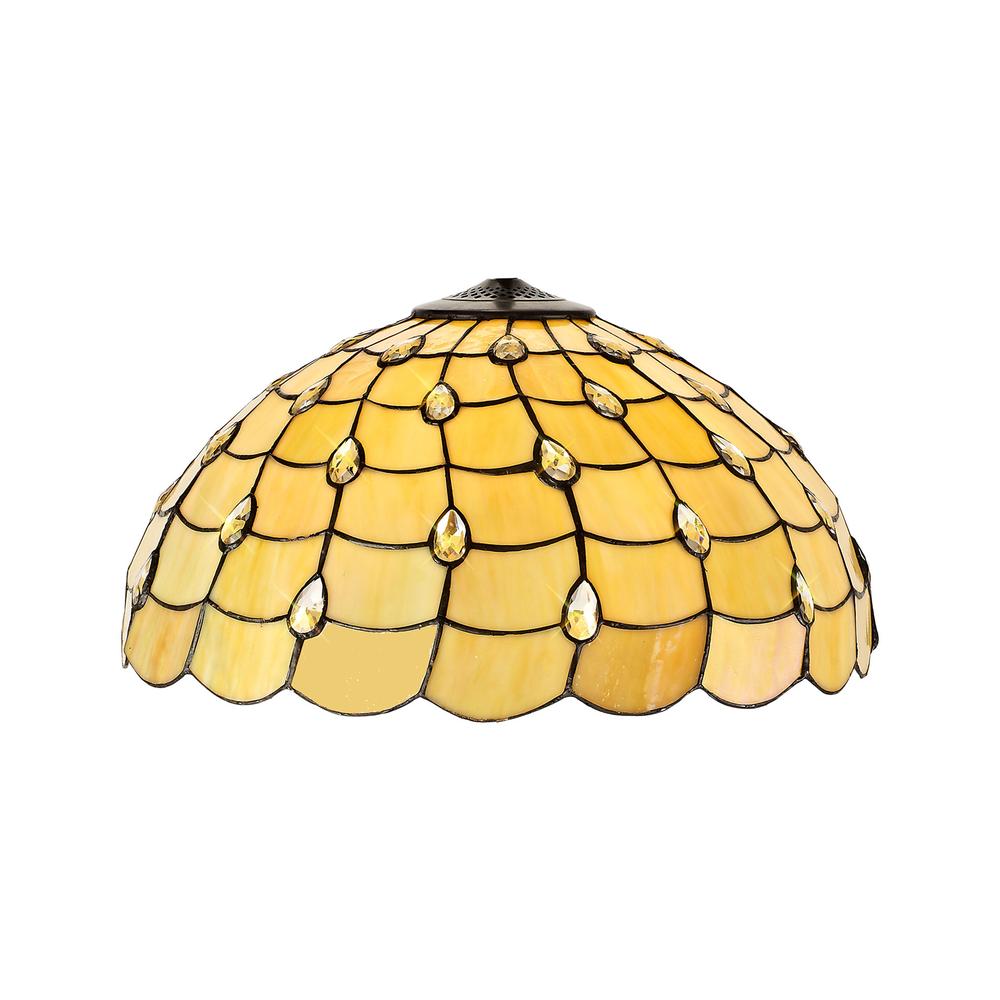 Luxuria Luna Tiffany 50cm Shade Suitable For Pendant/Ceiling/Table Lamp Beige/Clear Crystal