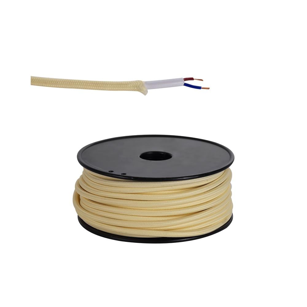 Luxuria Glorelle 25m Roll Beige Braided 2 Core 0.75mm Cable