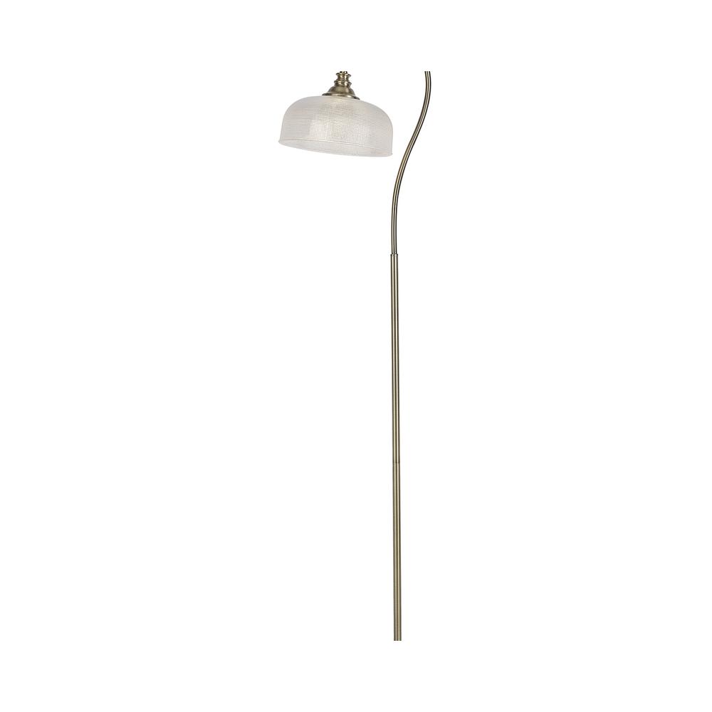 Luxuria Toussenel Floor Lamp 1 Light E27 Antique Brass/Prismatic Glass