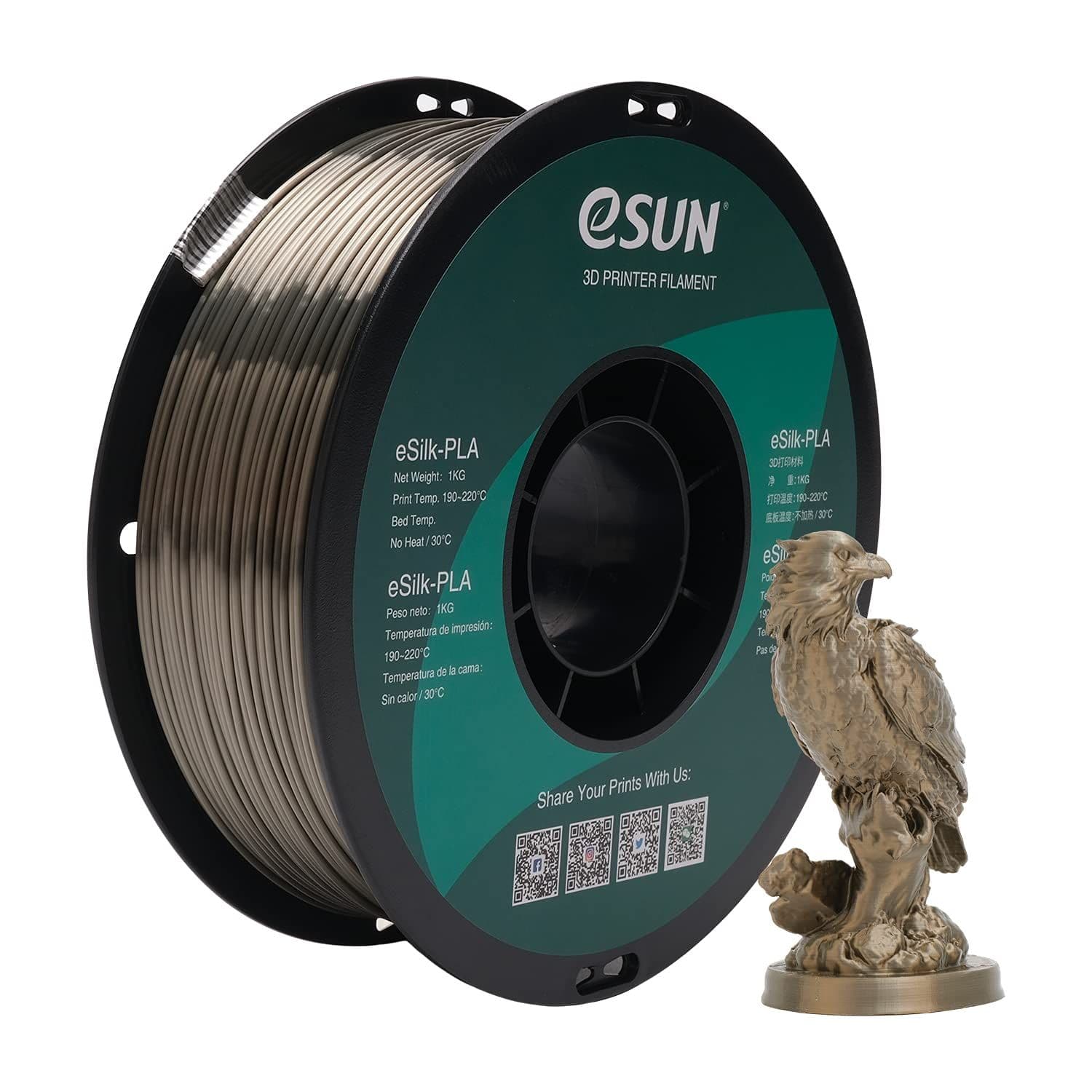 eSUN PLA Bronze Coloured Silk 1.75mm 1Kg 3D Printing filament