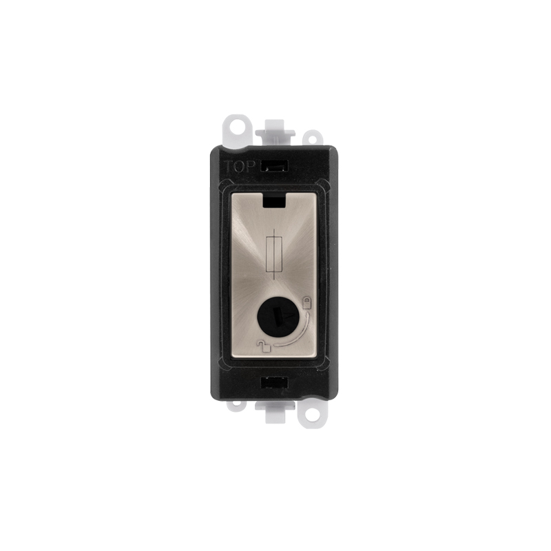 Click 20AX Brushed Stainless 13A Fused Lockable Module Insert Black