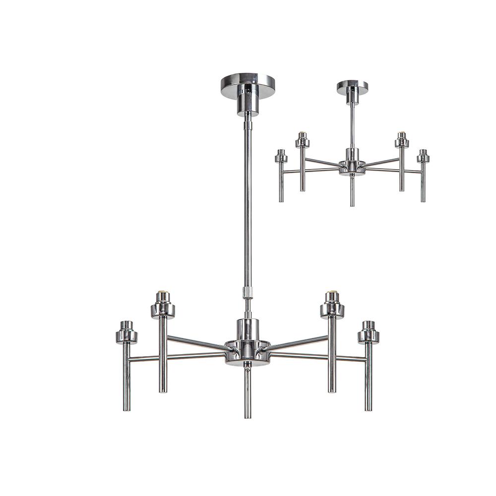 Luxuria Apex 50cm Polished Chrome 5 Light G9 Universal Telescopic/Semi Flush